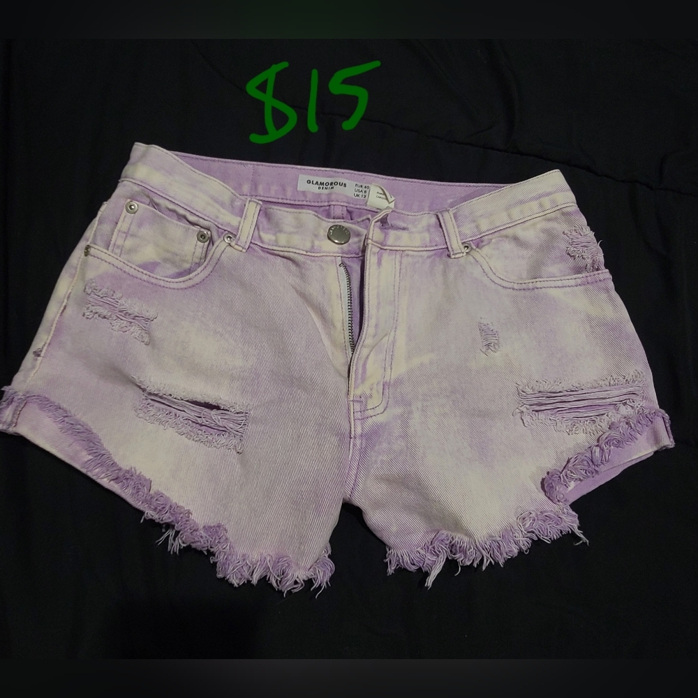Women's Lavender Denim Shorts